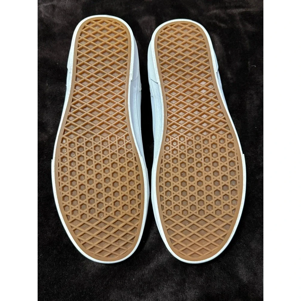 Vans Mens 12 White Leather Low Top Sneakers Shoes Excellent  Sanitized